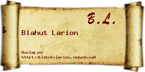 Blahut Larion névjegykártya